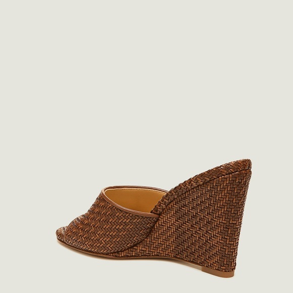 Veronica Beard Dali Brown Woven Raffia Wedge Sandal 8 - Picture 4 of 14